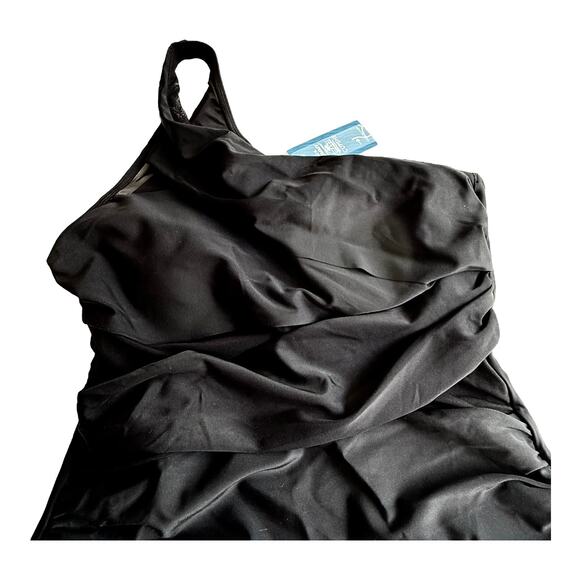 NEW Cupshe SWIMSUIT Women's LG Midnight Elegance Tummy Control One Piece Black - Picture 13 of 16